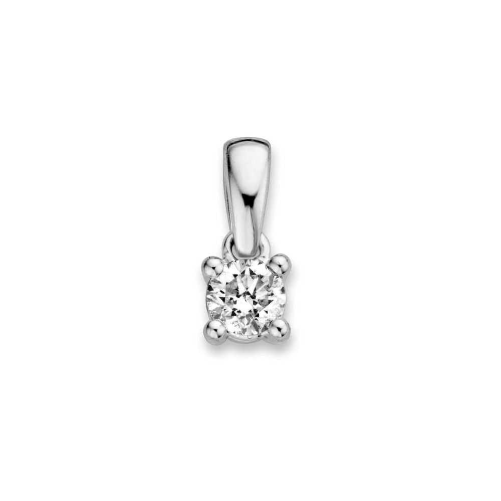 14-karätiger Weißgold-Anhänger mit 0,19 ct Brillant-Diamant in runder Form