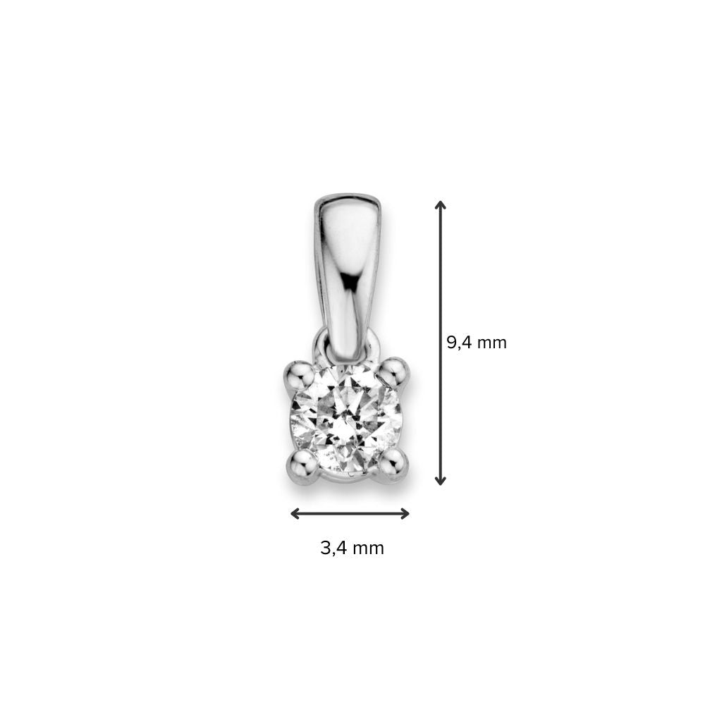 Weißgold 14 Karat Solitär-Anhänger mit 0,19 Karat Brillant-Diamant