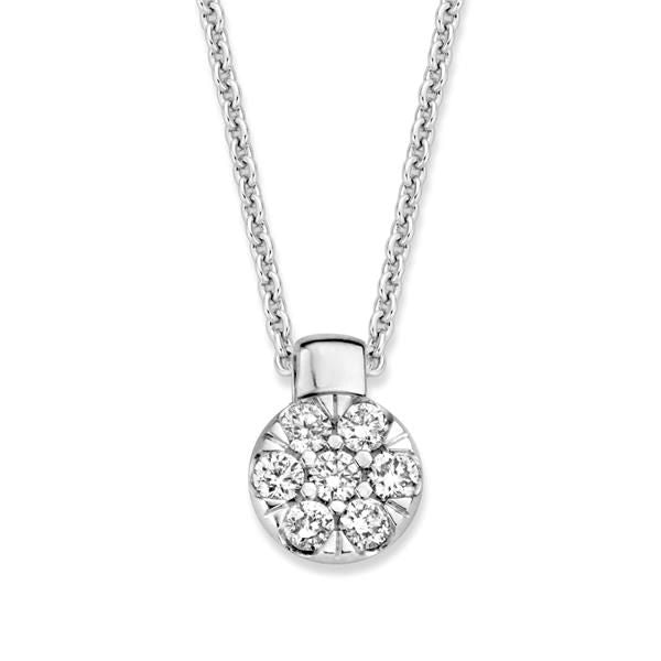 Hänger aus Weißgold mit rundem Anhänger und 0,24 ct brillantgeschliffenen Diamanten in H/SI-1 Qualität
