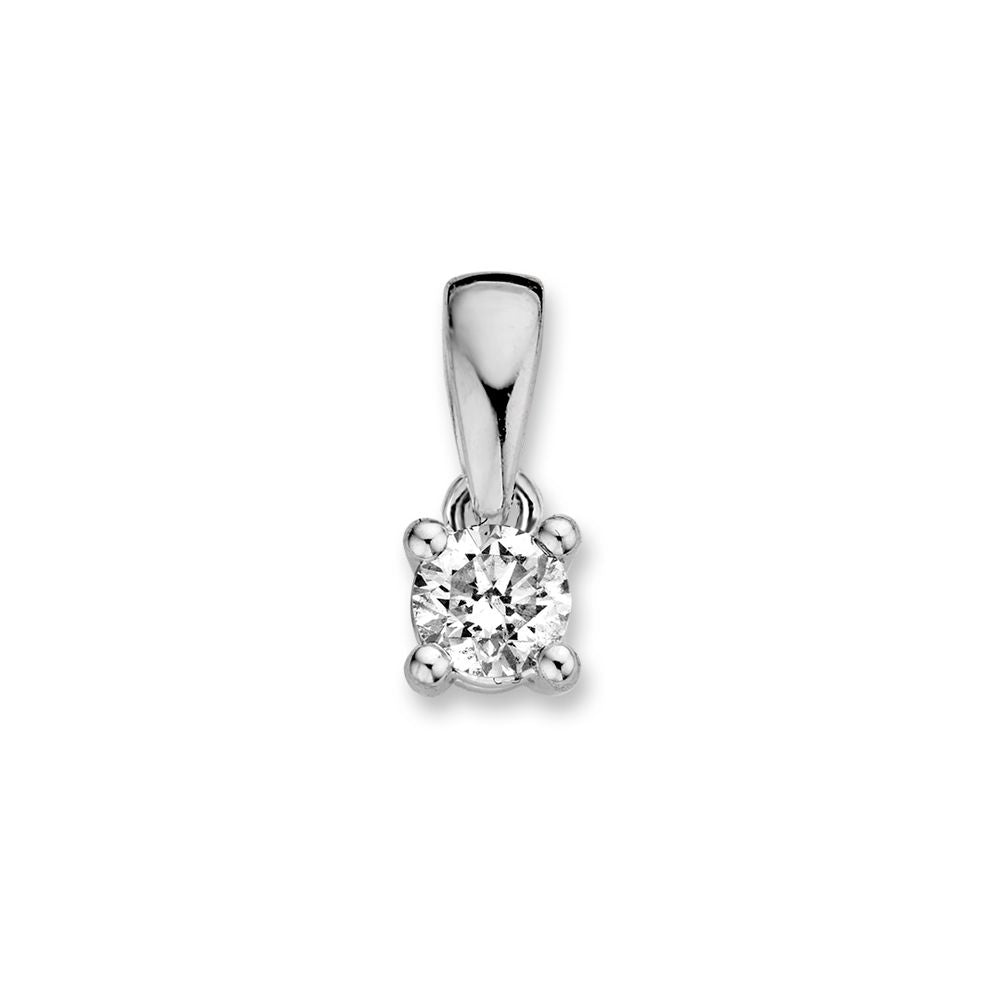 Witgouden Anhänger mit 0,25 ct Brillant in vierpootszetting, 14 Karat, glänzende Oberfläche