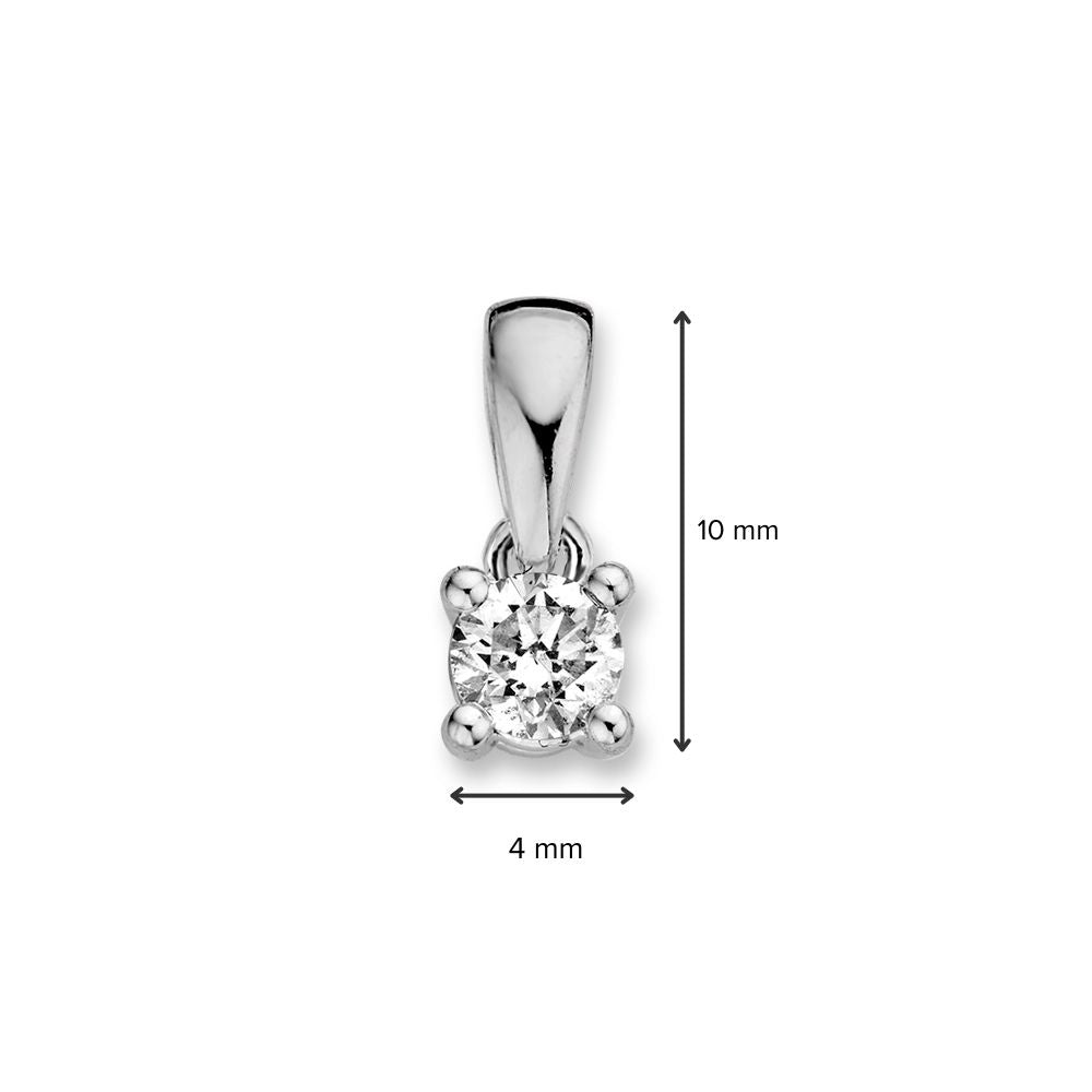 Weißgold-Solitär-Anhänger mit 0,25 ct Brillant im Vierkrappenfassung – 14 Karat, 0,5 Gramm, H/SI-1 Qualität