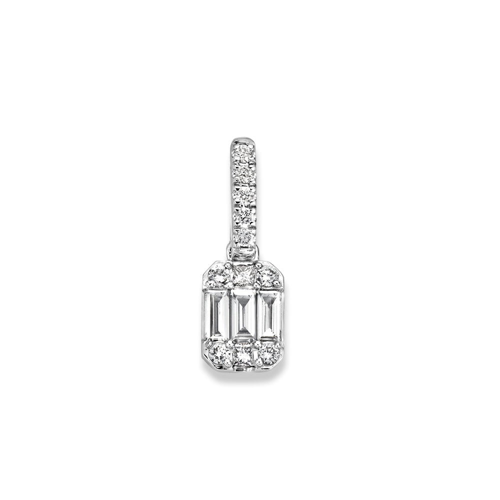 Hänger aus 14-karätigem Weißgold mit baguette- und brillantgeschliffenen Diamanten, 0,32 ct