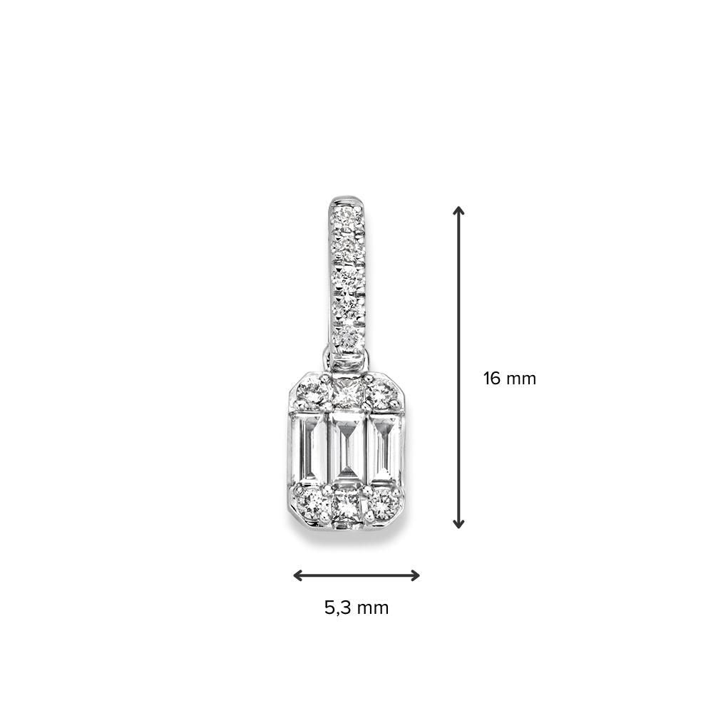Stilvoller Anhänger aus Weißgold mit Baguette- und Brillantschliff-Diamanten – 0,32 ct, 14 Karat, 0,8 Gramm