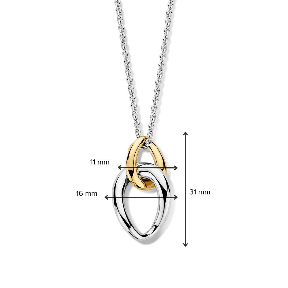 De Excellent Jewelry Zilver met 14kt gouden schakelhanger heeft een zilveren hart hanger met een 14kt gouden ovale lus, aan een soepel zilveren ankercollier. Hij weegt 1,3 gram, meet 31x16mm en heeft een 11mm gouden lus.