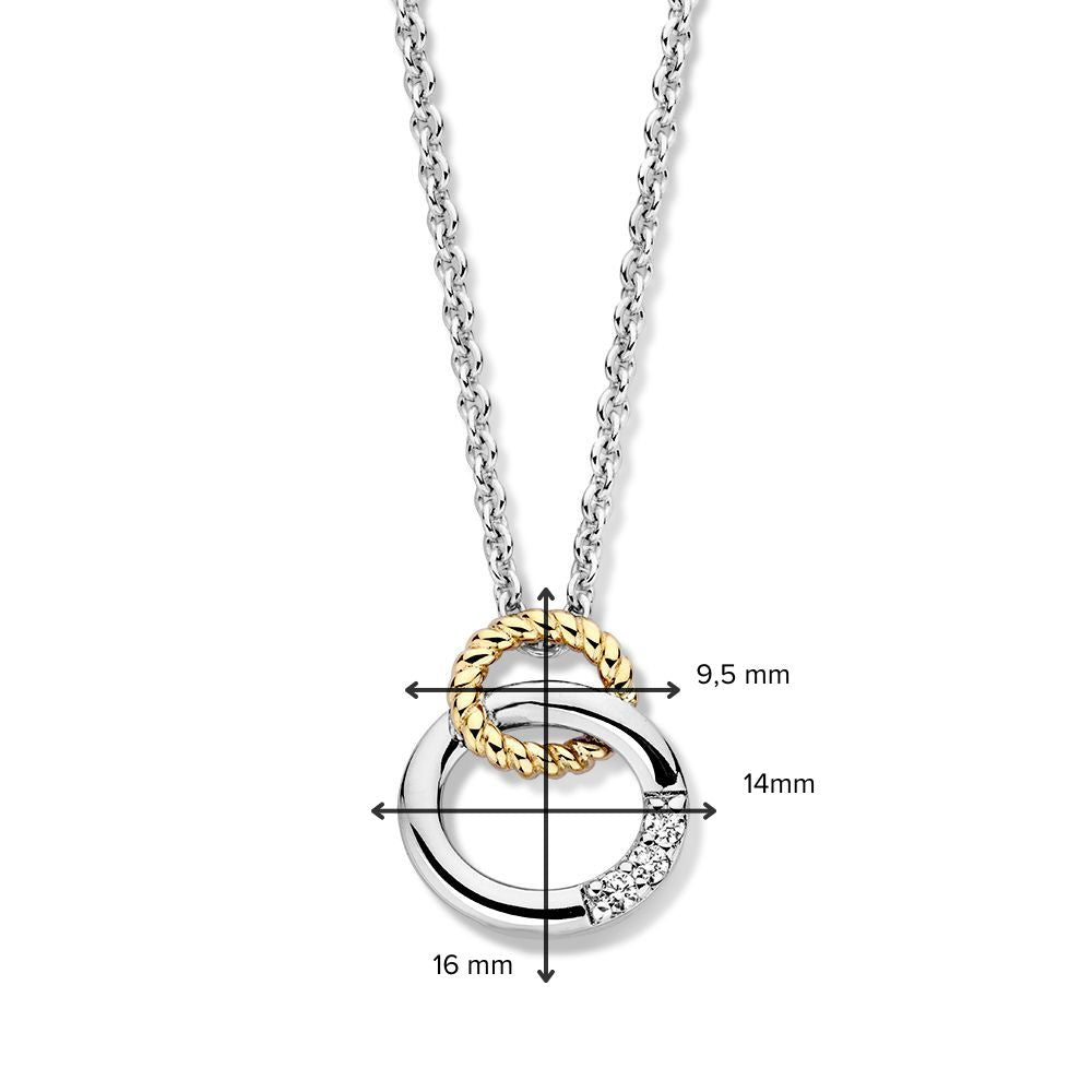 Silberkette mit Goldanhänger und drei Zirkonia – 16 mm, 0,7 Gramm