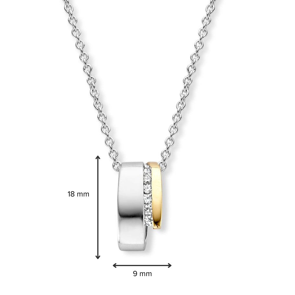 Anhänger aus Silber und Gold mit weißen Zirkonia – 18 mm, 0,4 Gramm