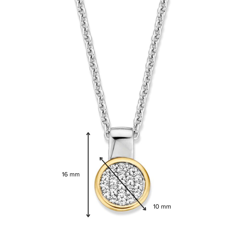 Silber- und Goldanhänger mit weißem Zirkonia – 16 mm, 0,5 Gramm