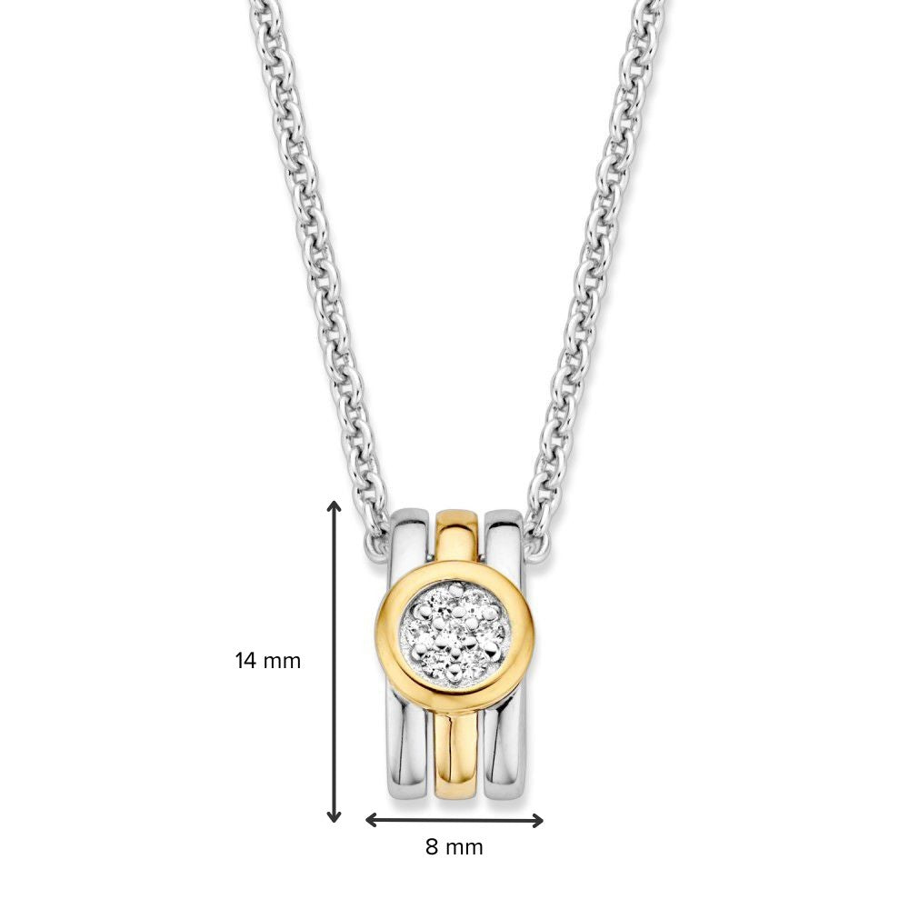 Anhänger aus Silber mit Golddetails und weißen Zirkonia – 14 mm, 0,8 Gramm