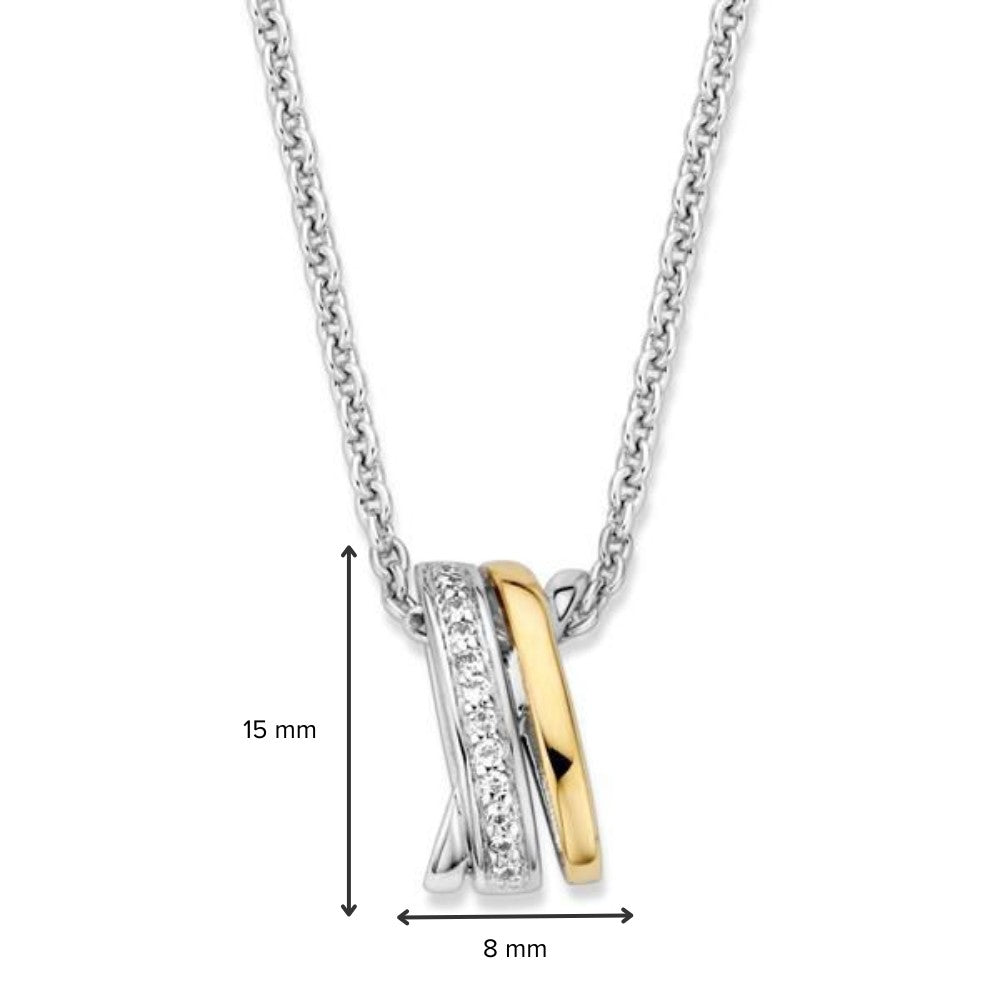 Anhänger aus Silber und Gold mit weißen Zirkonia – 15 mm, 0,6 Gramm