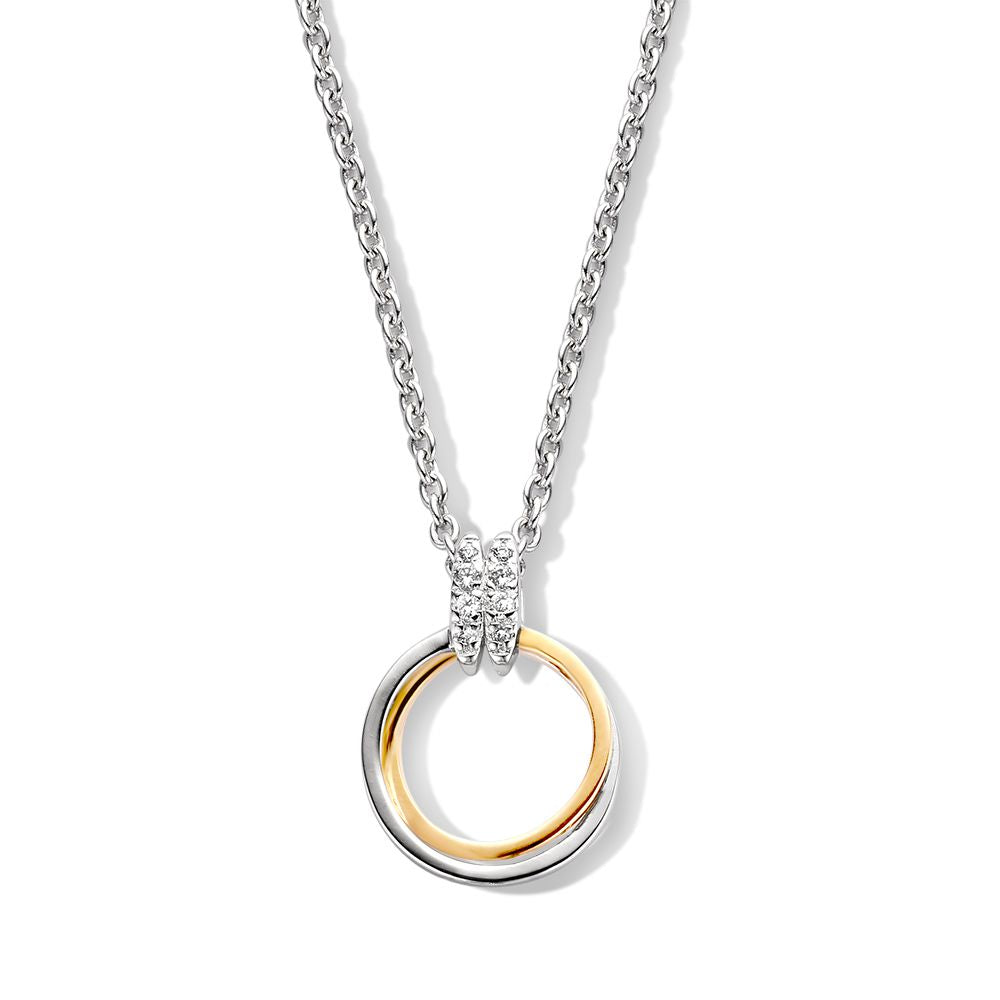 Hänger aus Silber und Gold mit weißem Zirkonia, 20 mm Durchmesser, 0,6 Gramm
