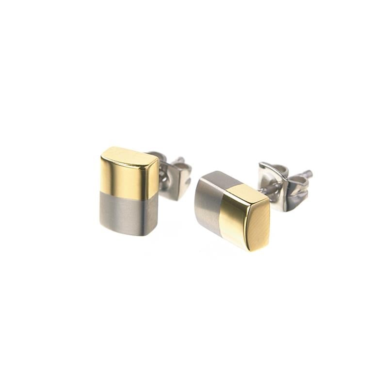Bicolor Ohrstecker aus Titan mit goldfarbener und silberfarbener Oberfläche