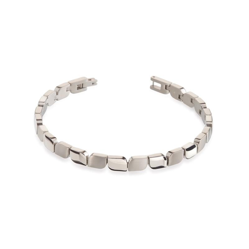 Titan-Armband mit rechteckigen Gliedern in silberner Farbe und mattem Finish