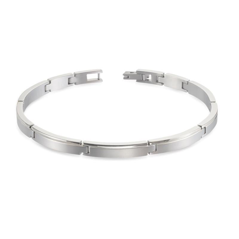 Titanium Armband mit mattem und glänzendem Finish, flache Glieder in Silberoptik