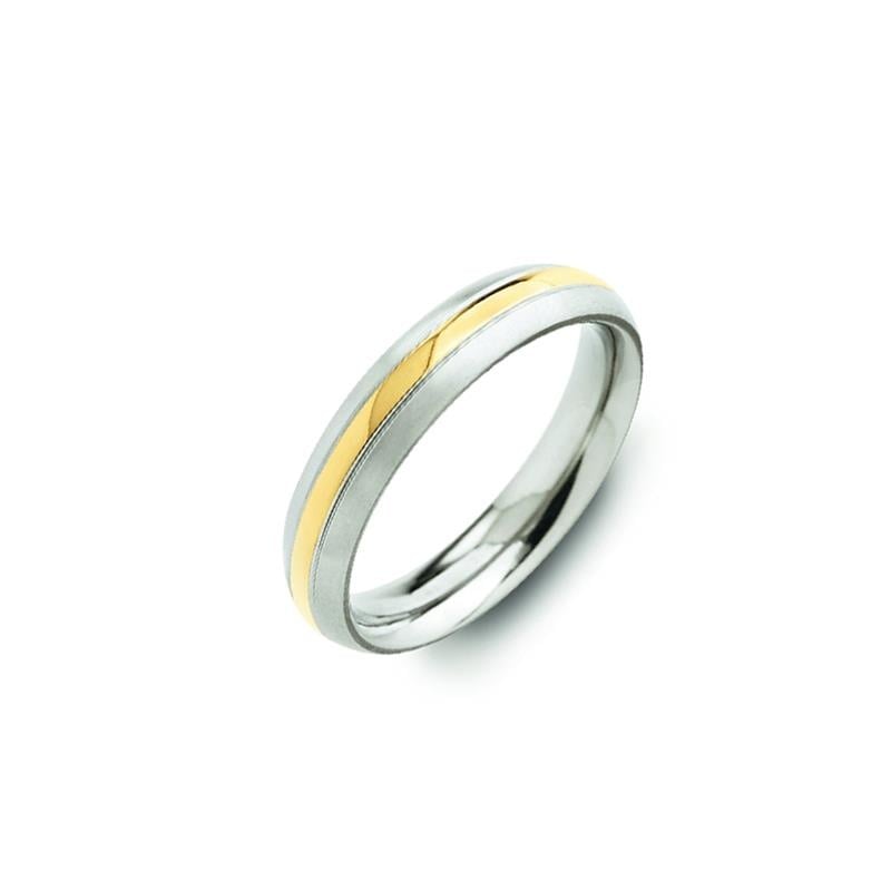 Bicolor Titanring mit glänzender silberner und goldfarbener Oberfläche
