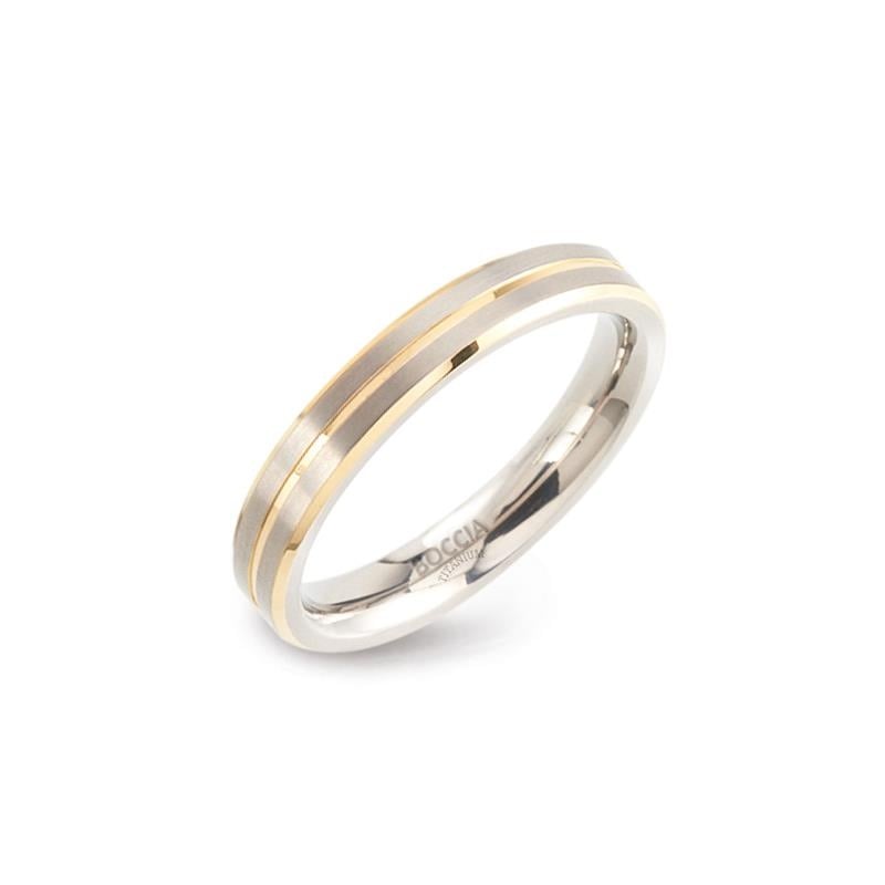 Bicolor Titanring mit silbernem und goldenem Streifen