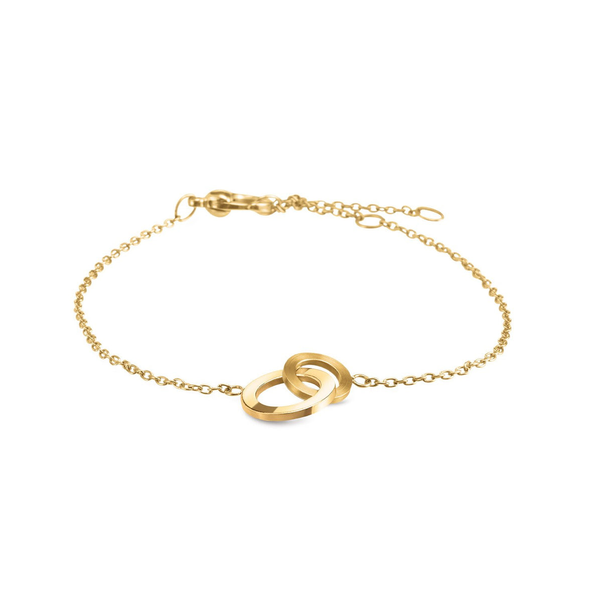 Armband aus Titan mit zwei ineinander verschlungenen Ringen in Goldoptik
