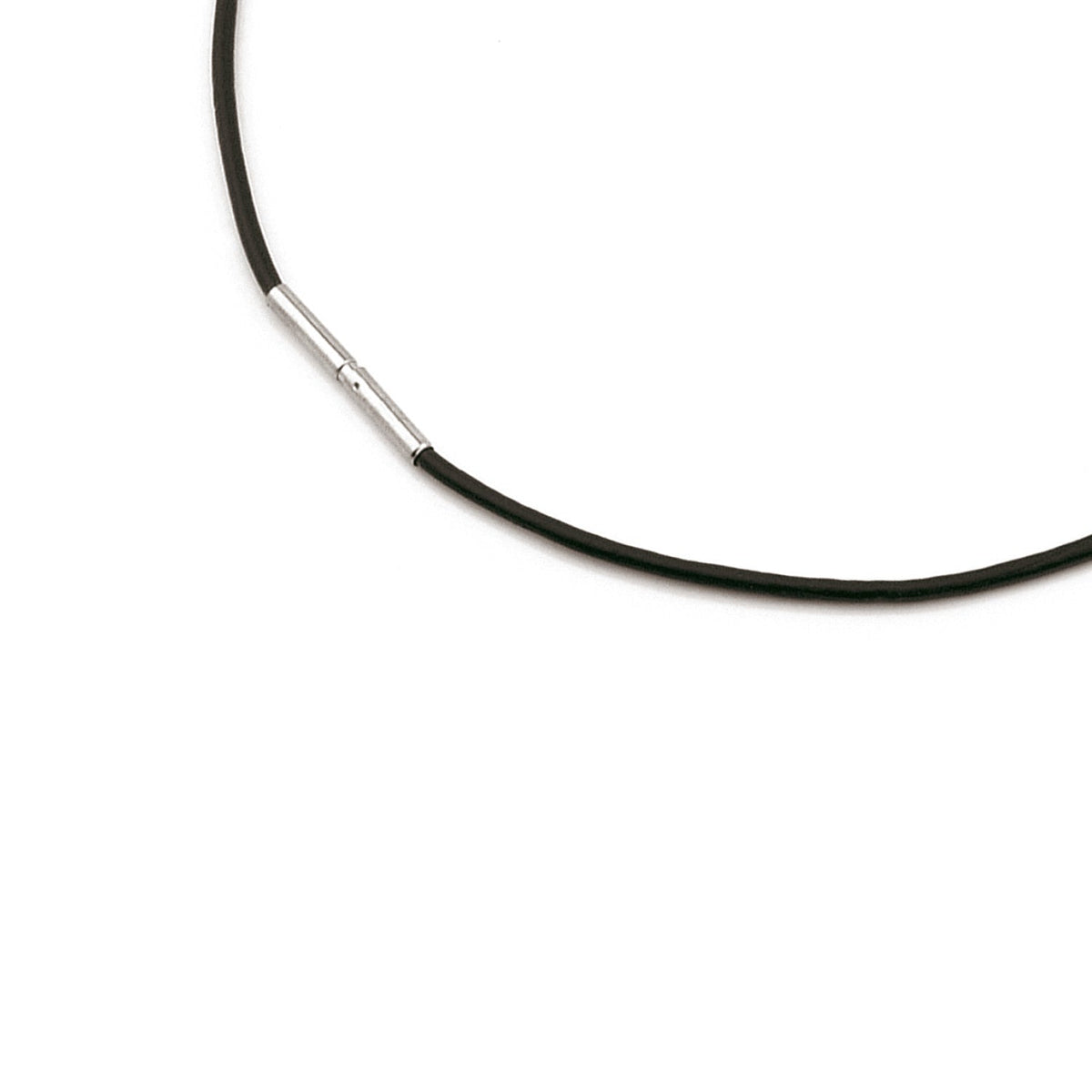 Schwarzes Leder-Collier mit silberner Verschluss-Details und schlichter Form