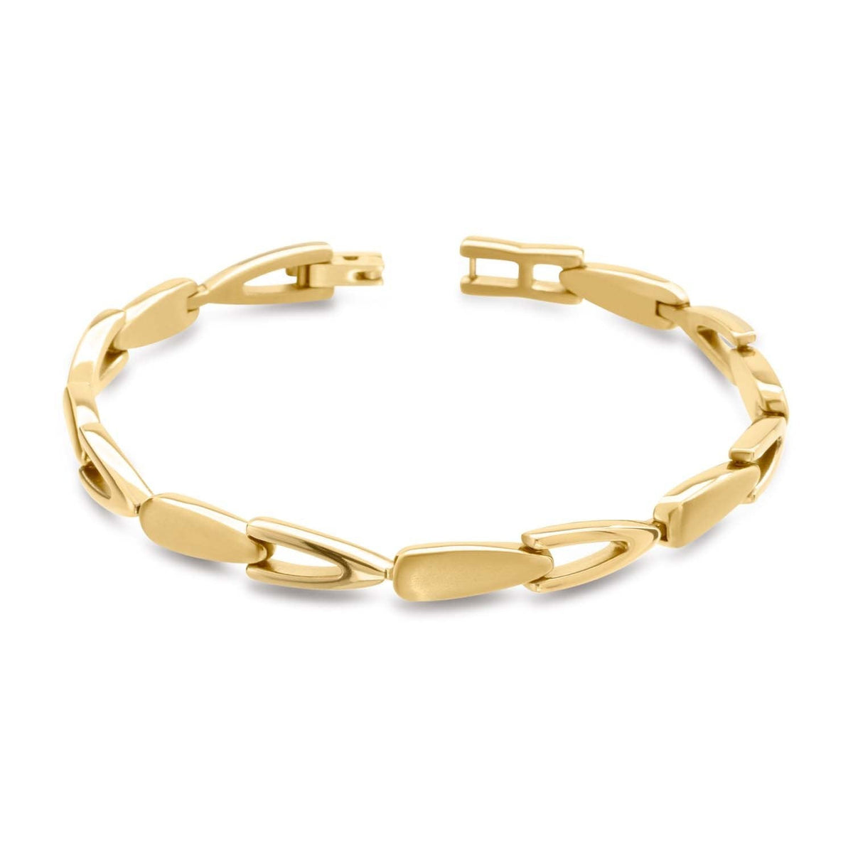 Armband aus Titan mit goldfarbener Oberfläche und ovalen Gliedern