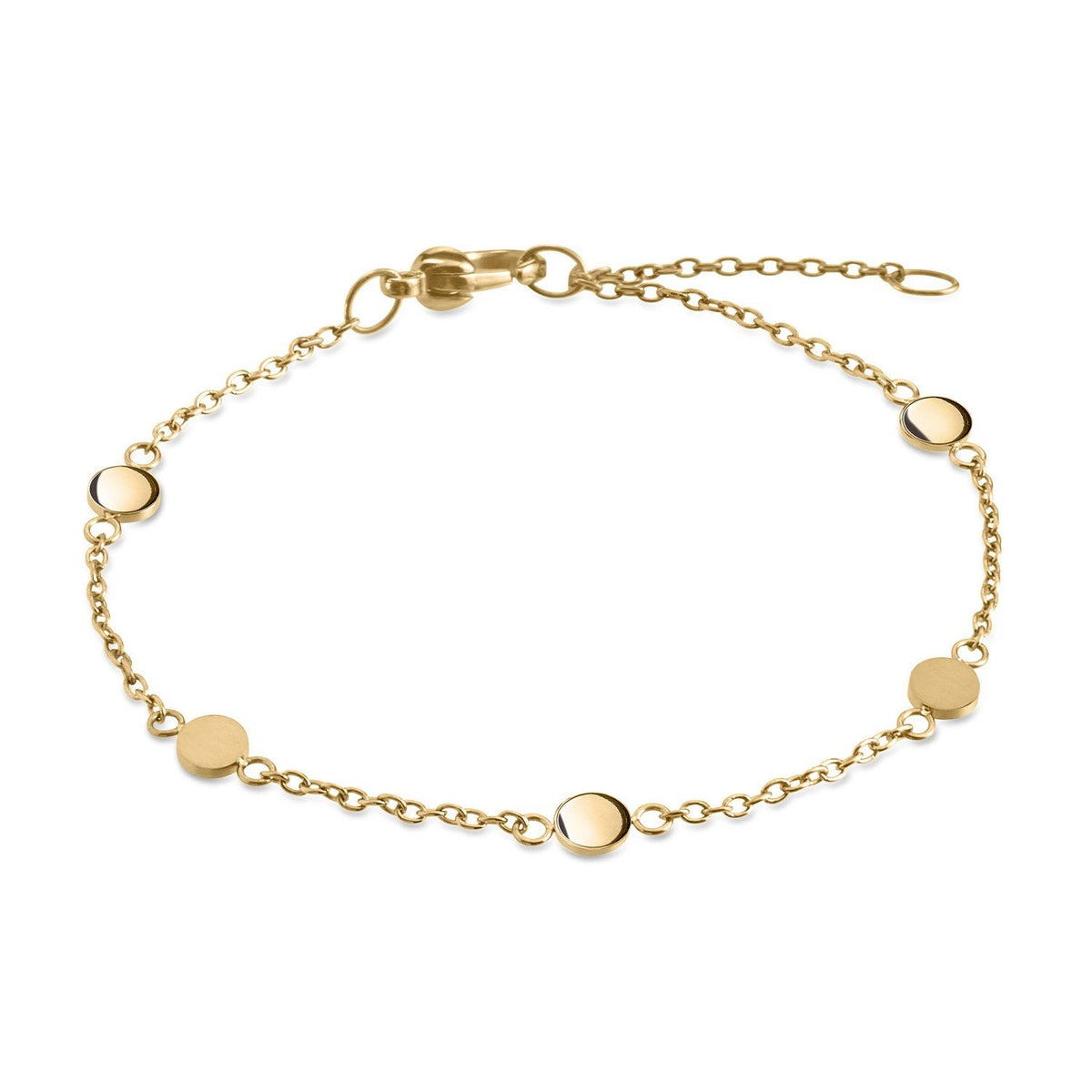 Armband aus Titan mit goldfarbener Beschichtung und runden, flachen Elementen