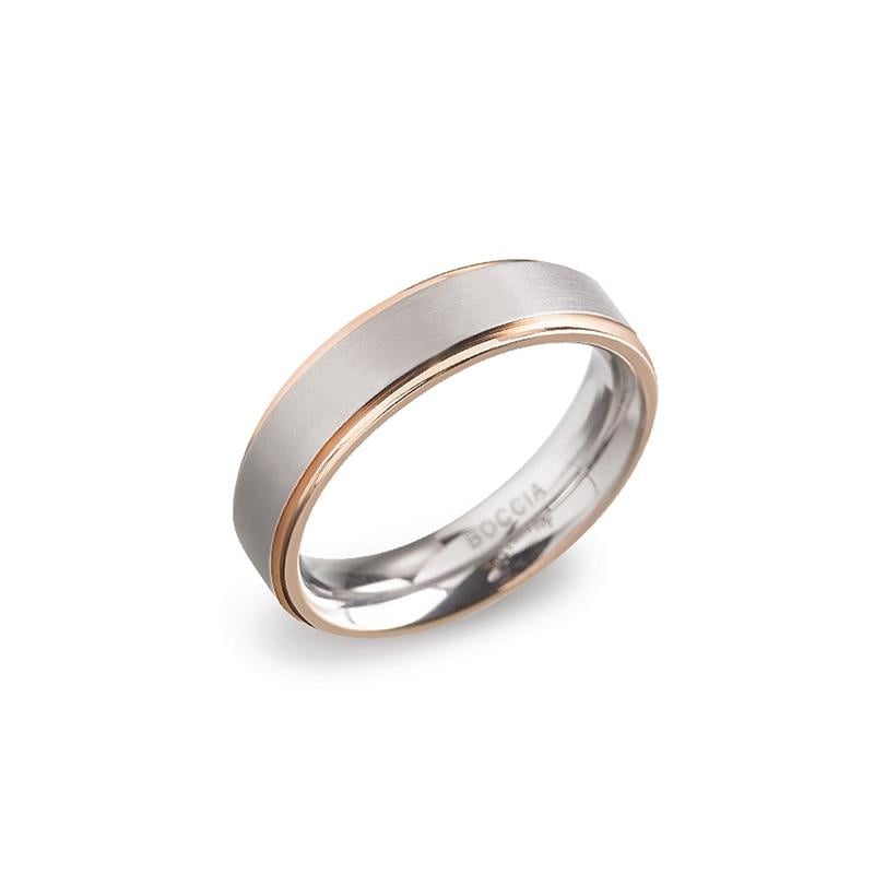 Bicolor Ring aus Titan mit glänzender silberner und rosegoldener Oberfläche