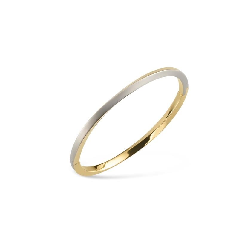 Bicolor Spangarmband aus Titan mit einer Hälfte in Silber und der anderen in Gold