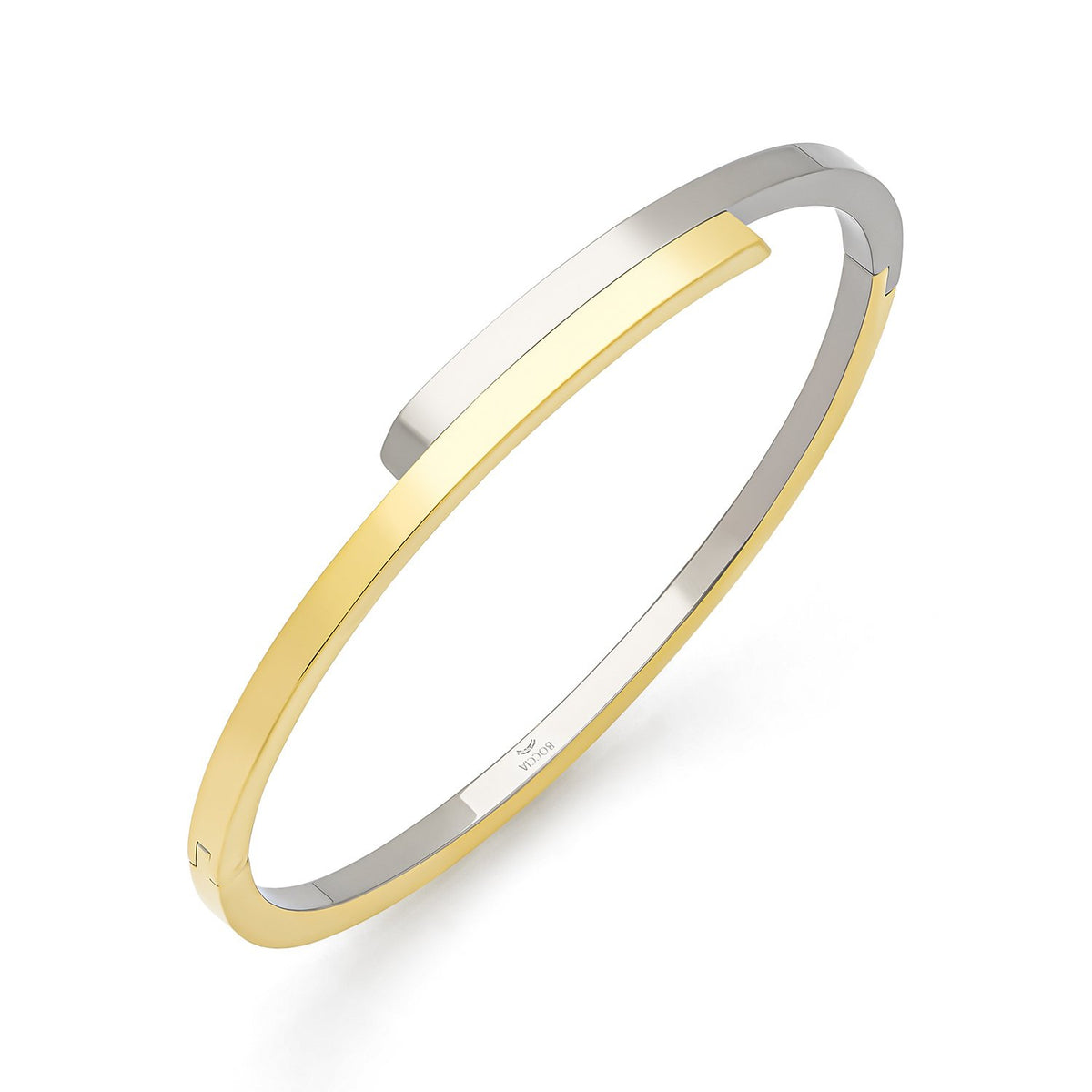 Bicolor Spang-Armband aus Titan mit einer Kombination aus silbernem und goldenem Finish