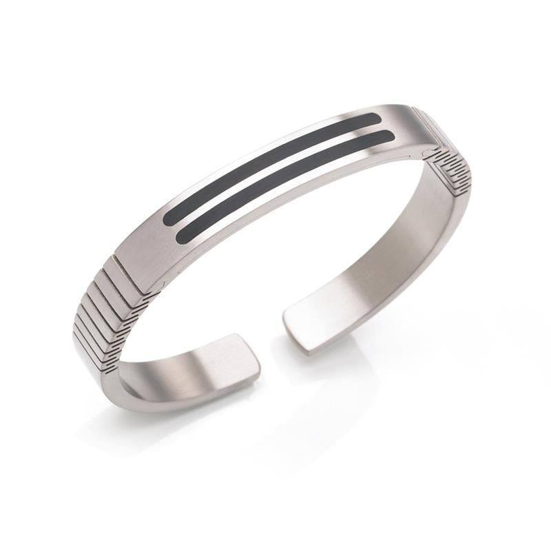 Titan-Armband mit schwarzem Emaille und strukturiertem Design