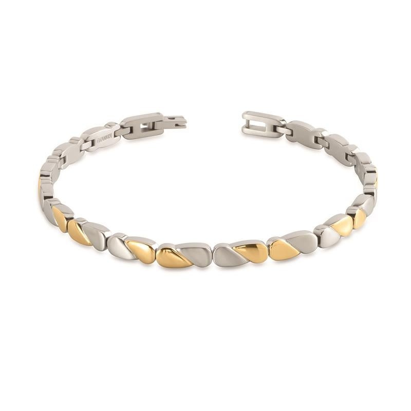 Bicolor Titan-Armband mit silbernen und goldenen Elementen in geschwungener Form
