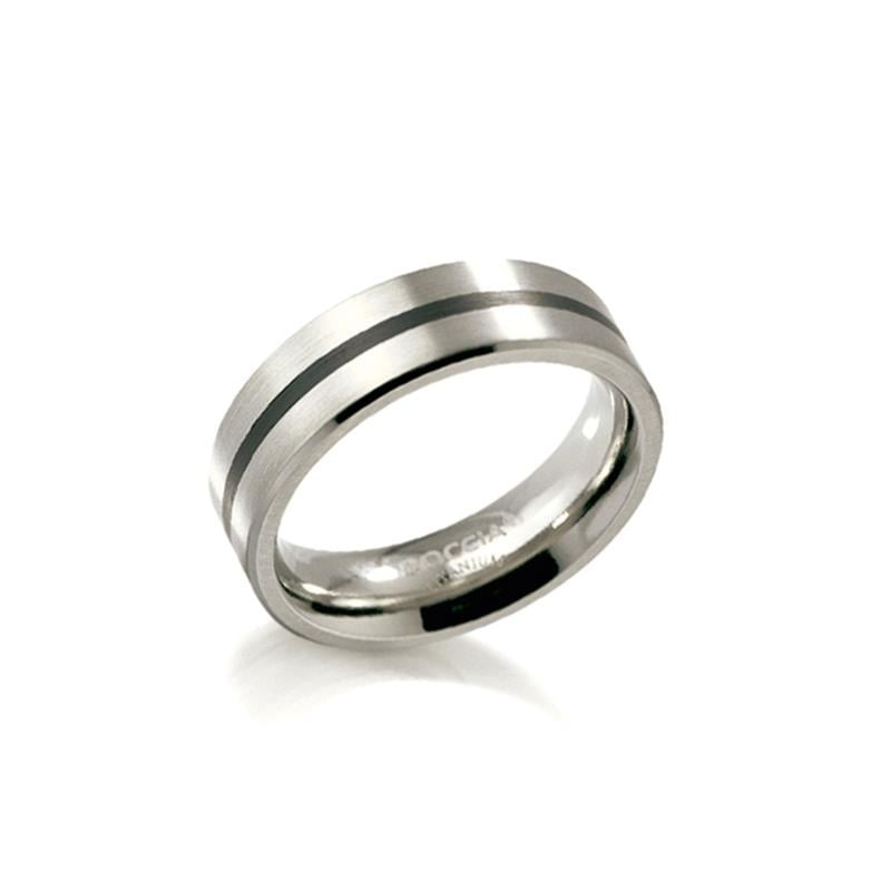 Titanring mit schwarzem Emaille und glänzender Oberfläche