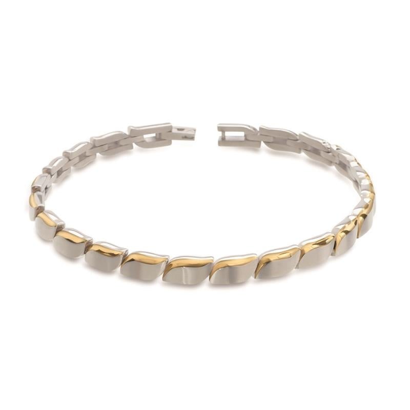 Bicolor Titanium-Armband mit glänzenden silbernen und goldenen Elementen