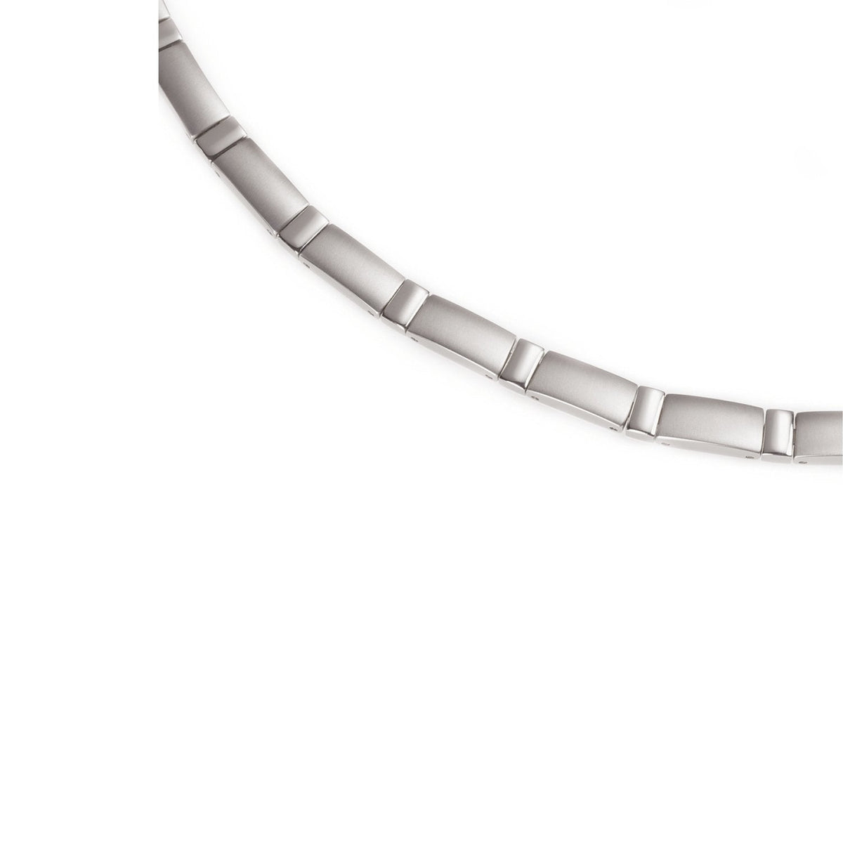 Titanium Collier mit flachen, rechteckigen Gliedern in silberner Farbe