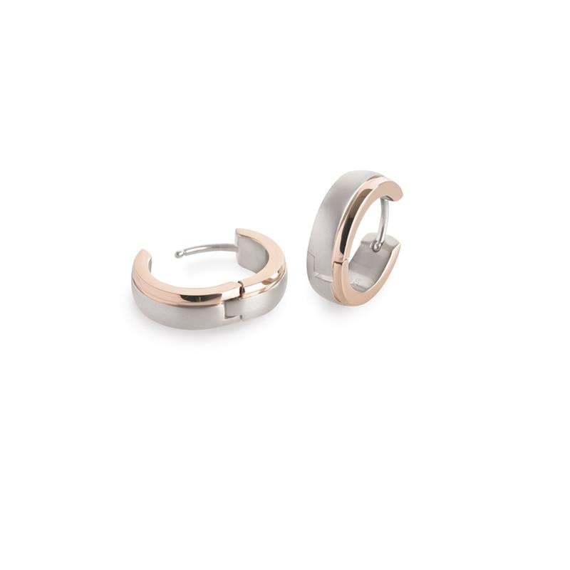 Bicolor Ohringe aus Titan mit rosévergoldetem und silbernem Finish