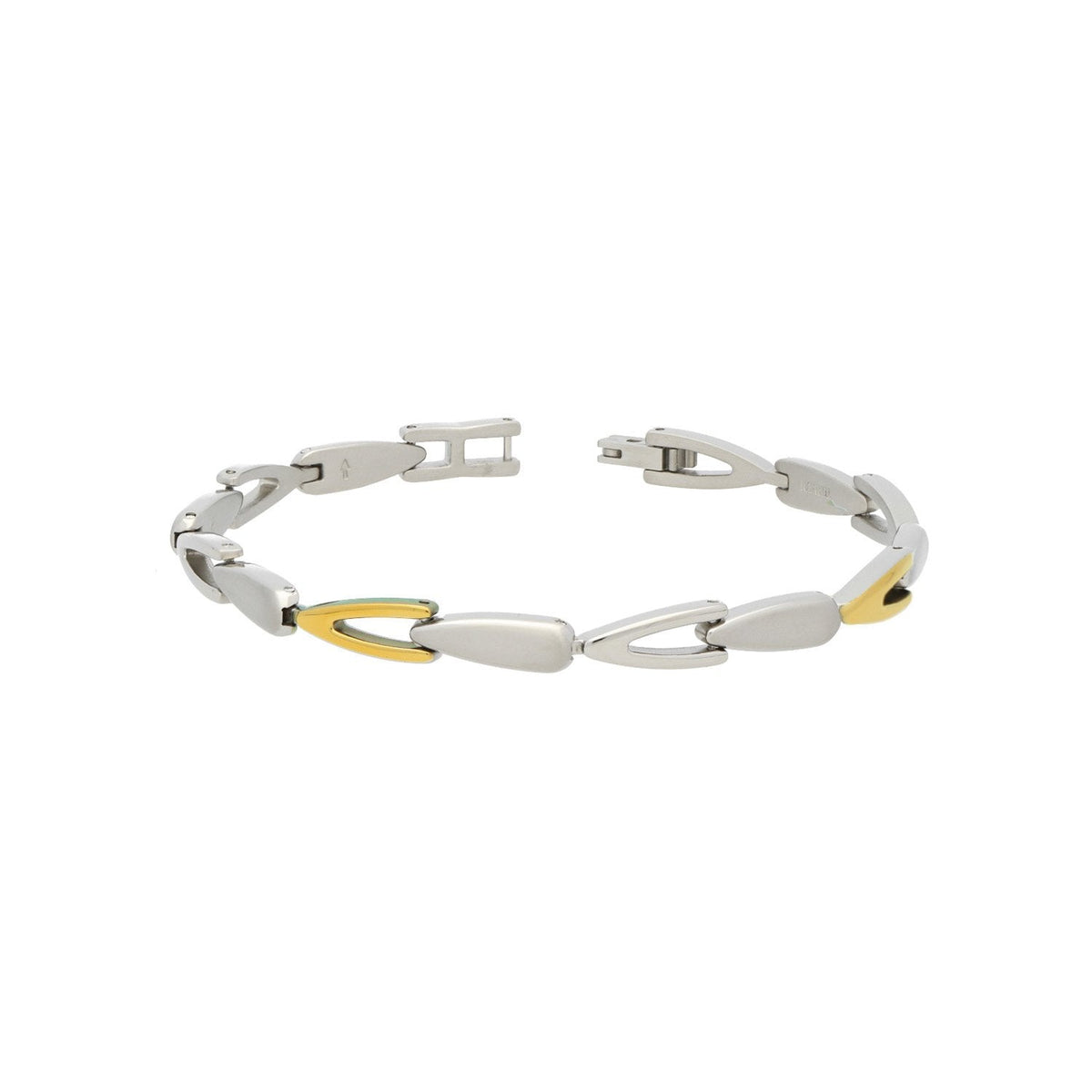 Titan-Armband mit silbernen und goldenen Elementen in geschwungener Form