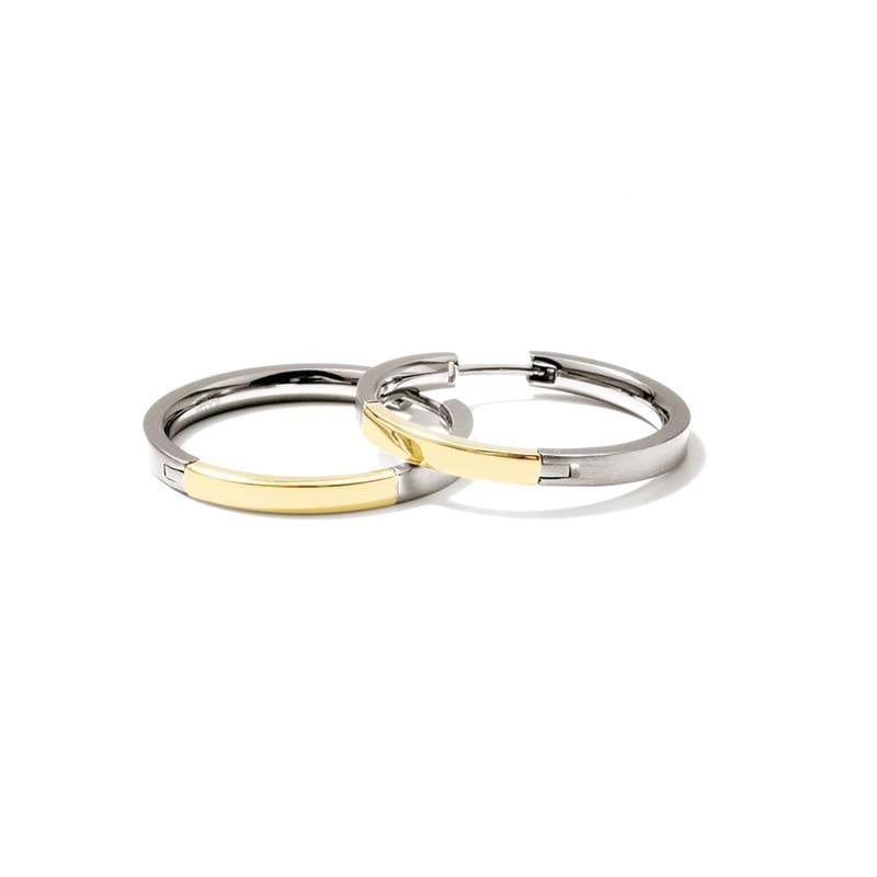 Bicolor Ohringe aus Titan mit silbernem und goldenem Element