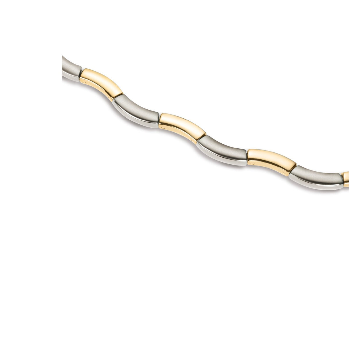 Bicolor Collier aus Titan mit abwechselnd silbernen und goldenen Elementen