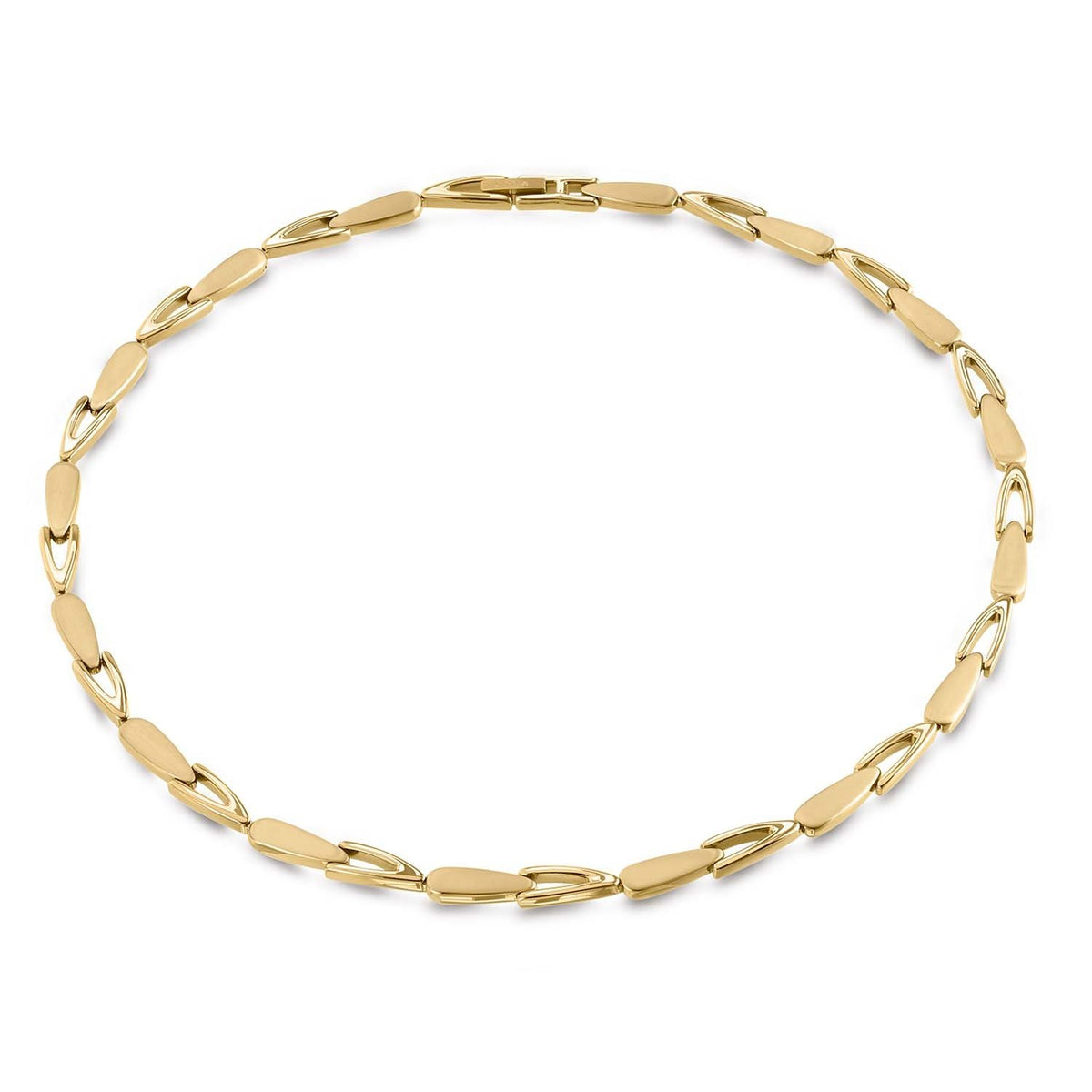 Halskette aus Titan mit goldfarbener Oberfläche und ovalen Gliedern