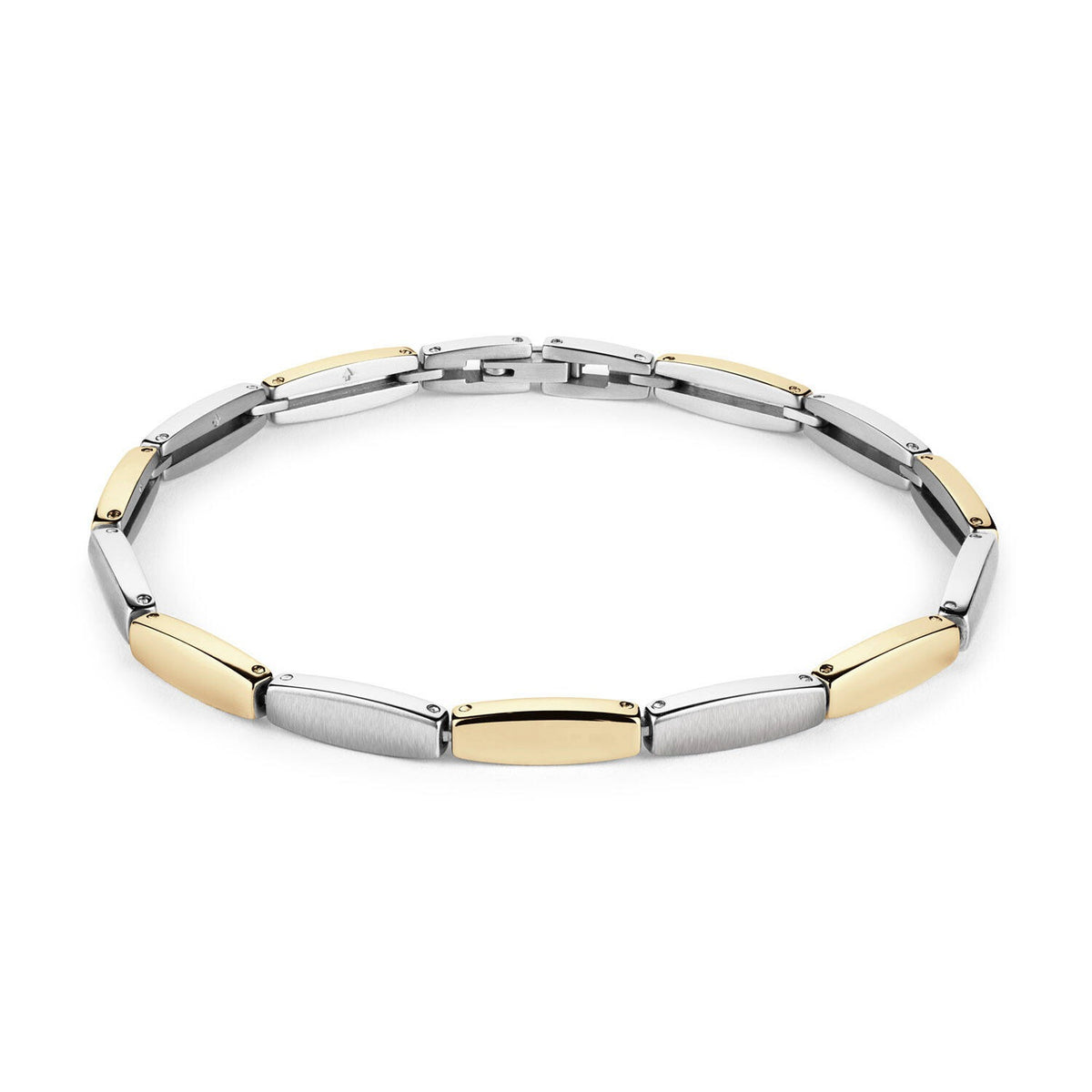 Bicolor Armband aus Titan mit alternierenden silbernen und goldenen Elementen