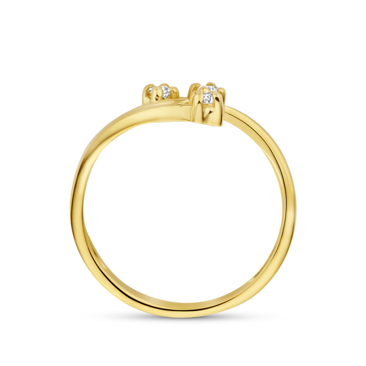 14 Karat Gelbgoldring mit im Labor gezüchtetem Diamanten
