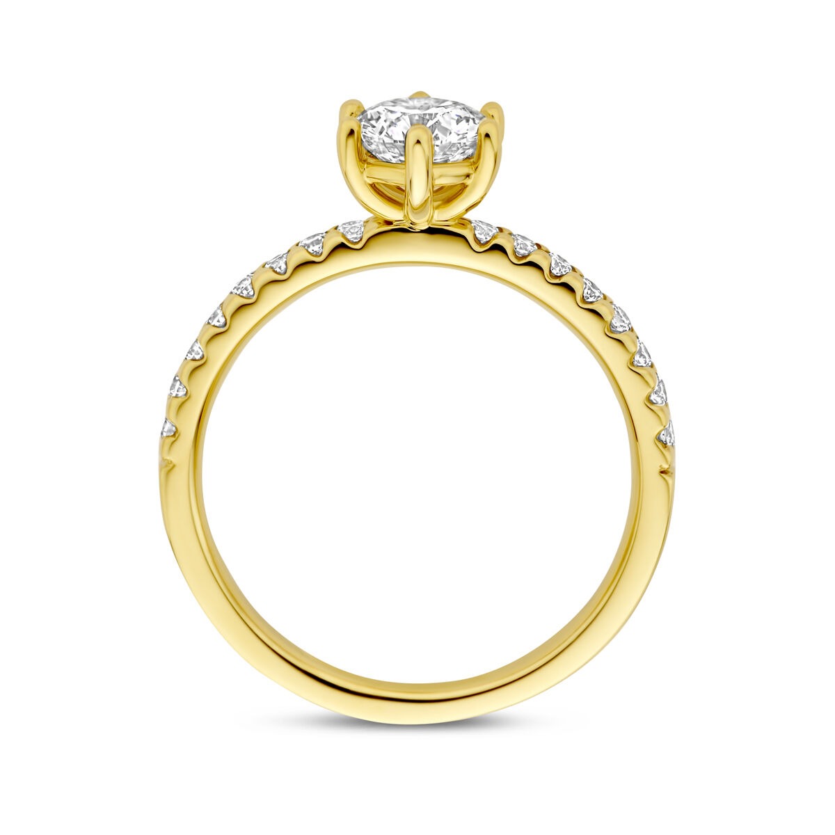 Goldener Damenring mit im Labor gezüchtetem Diamant – 14 Karat Gelbgold