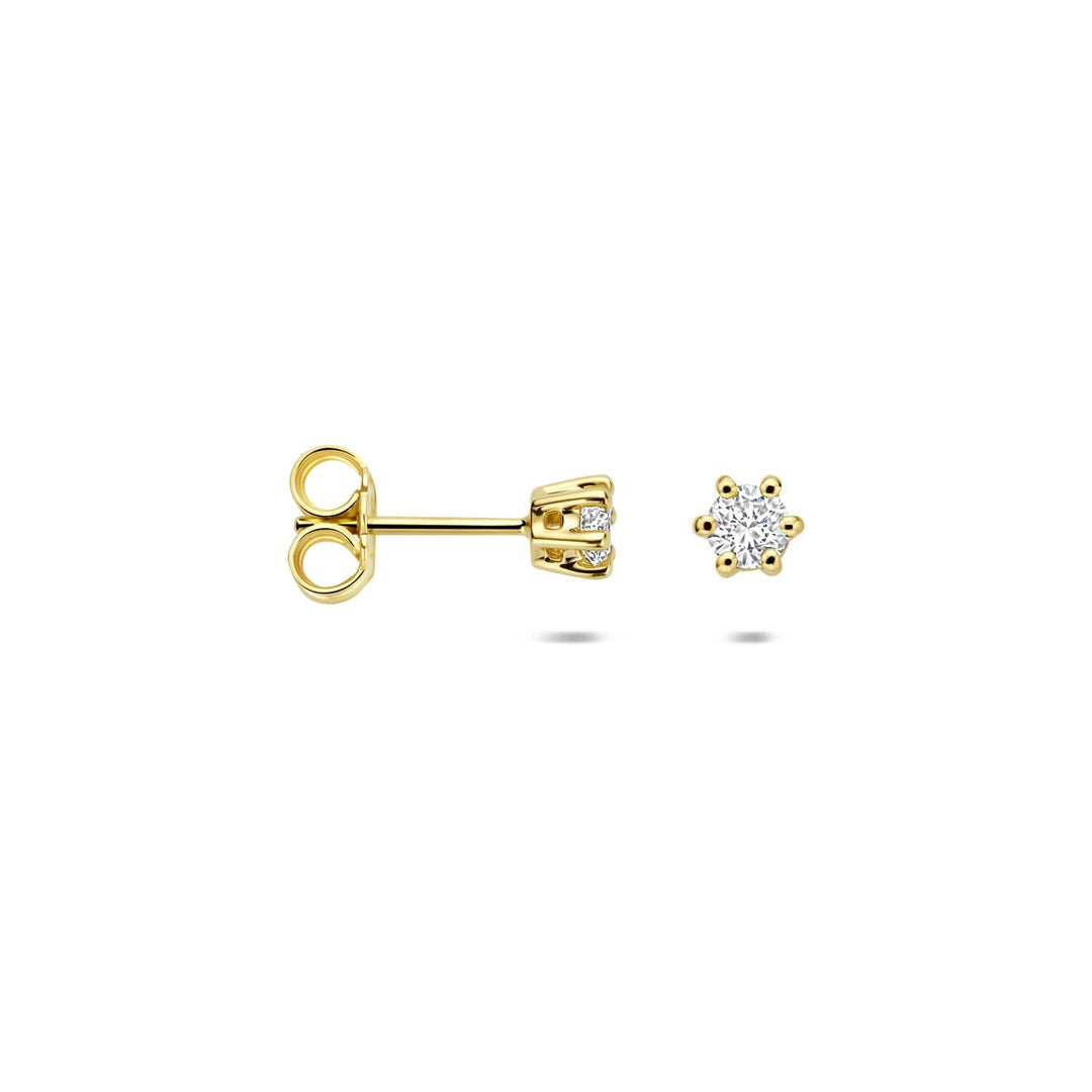 14k Geelgouden oorknoppen met lab grown diamant