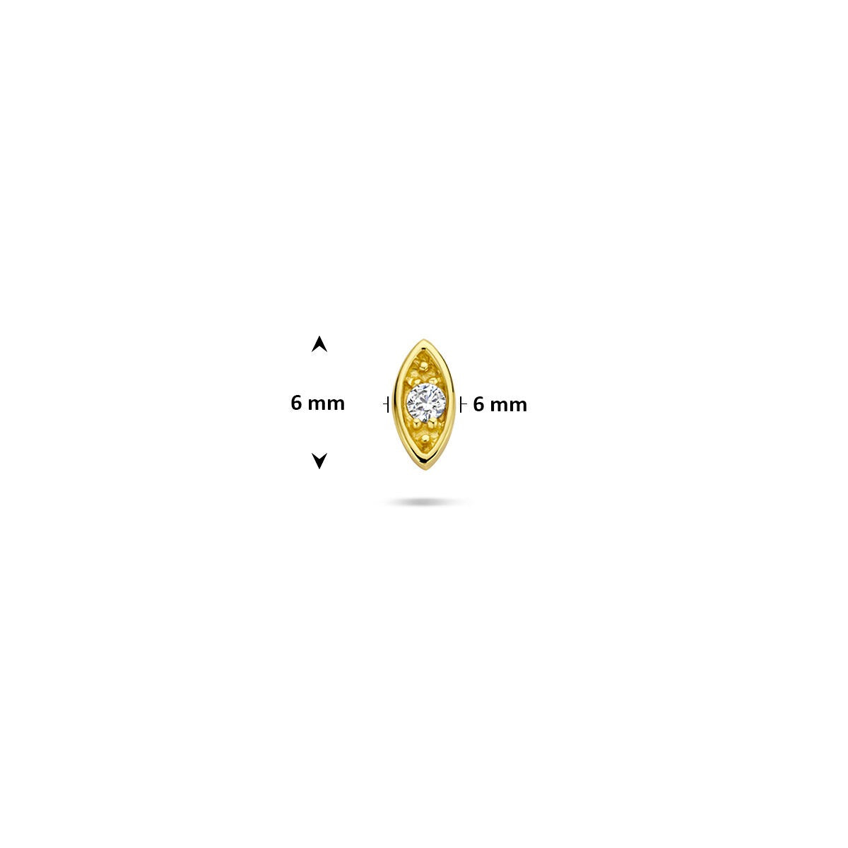 Vergoldetes Silber-Flatback-Piercing mit bösem Blick und Zirkonia – 925 Silber