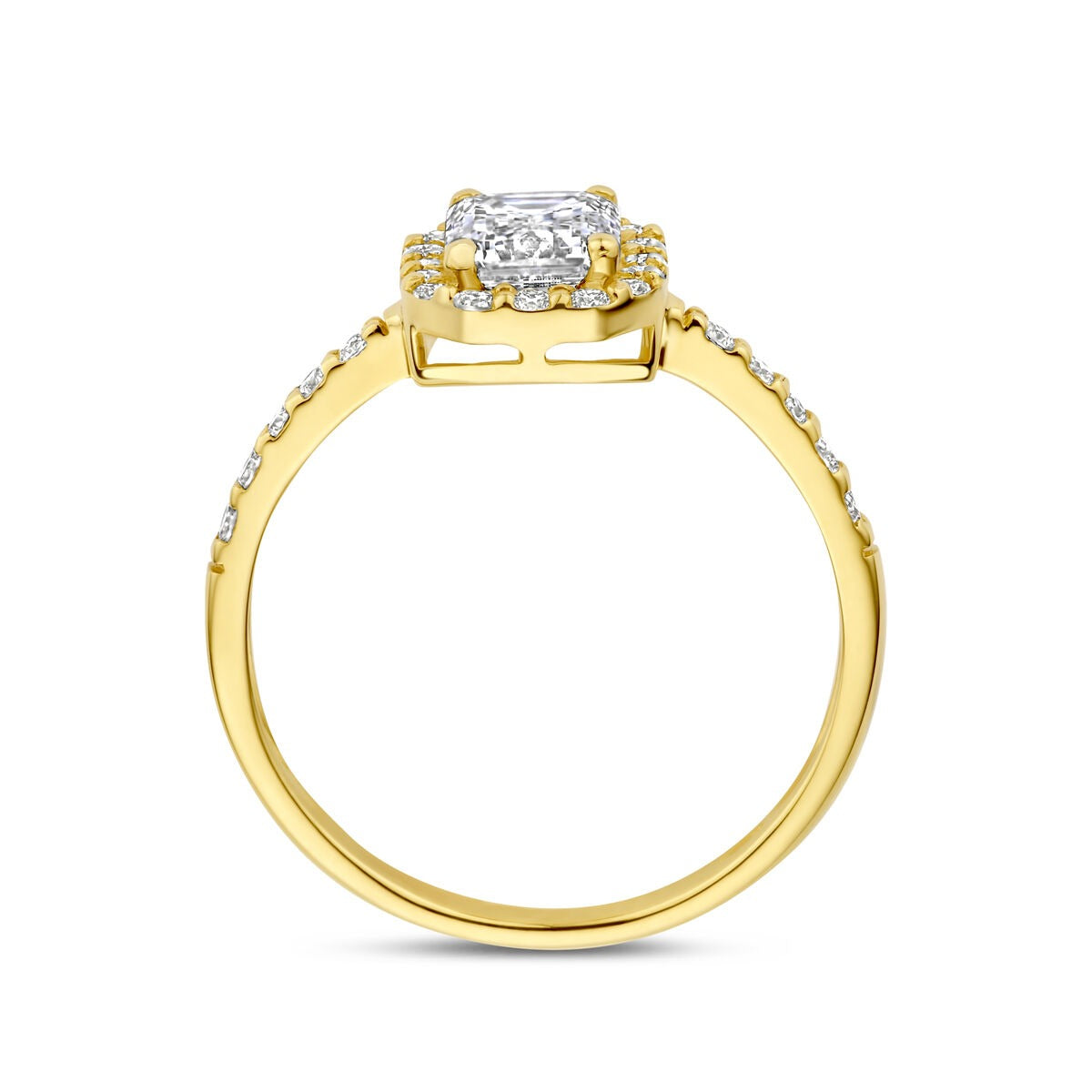 14k Gelbgoldring mit Diamant im Emerald-Schliff (laborgezüchtet) – inkl. Zertifikat