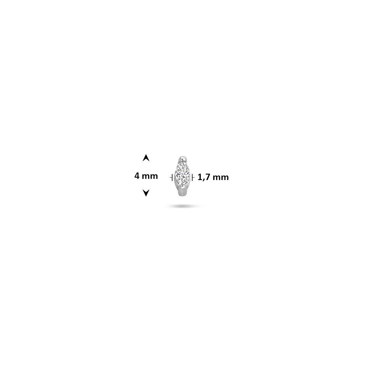 Rhodiniertes Flatback-Piercing aus Silber mit ovalem Zirkonia – 925er Silber