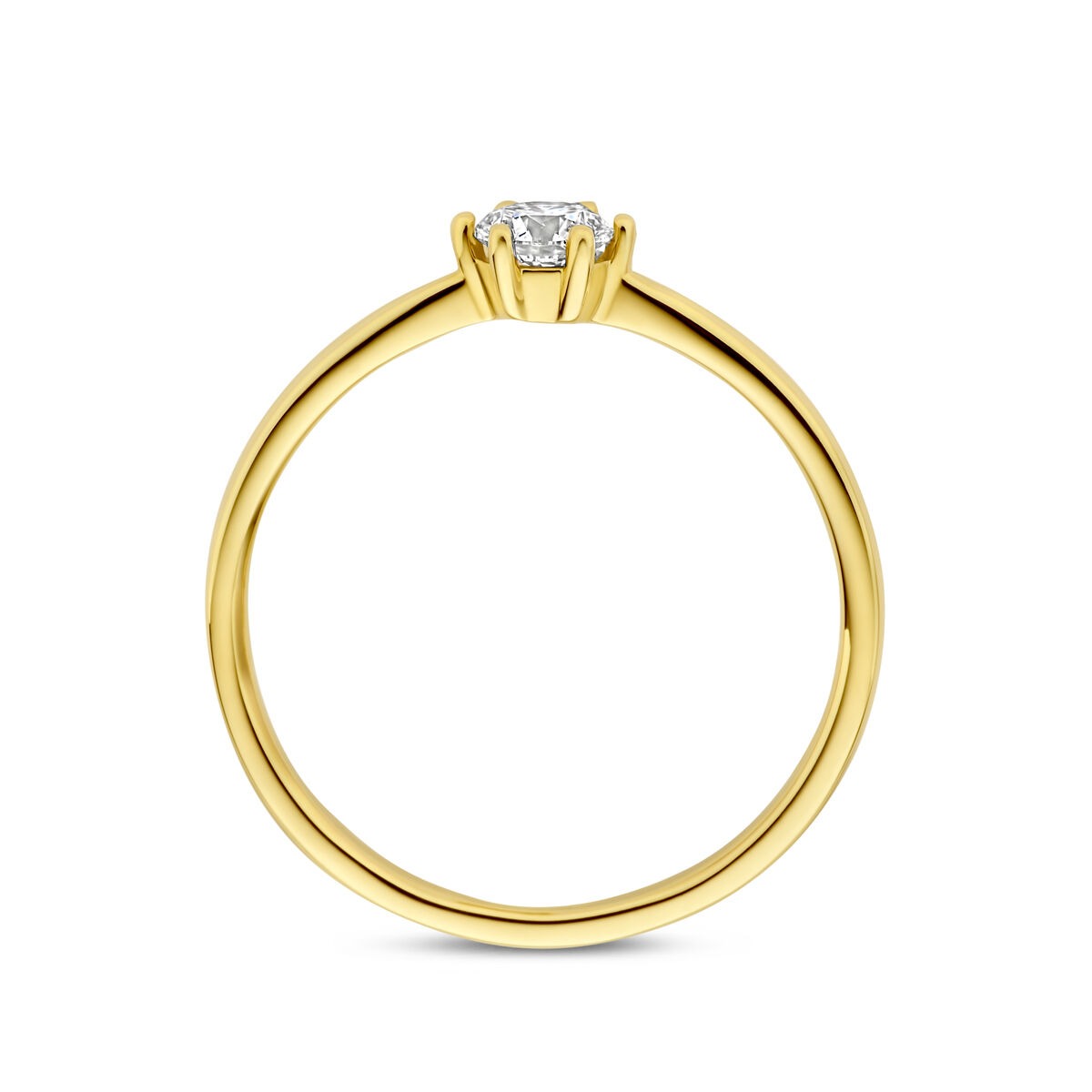 Goldener Damenring mit im Labor gezüchtetem Diamanten – 14 Karat Gelbgold