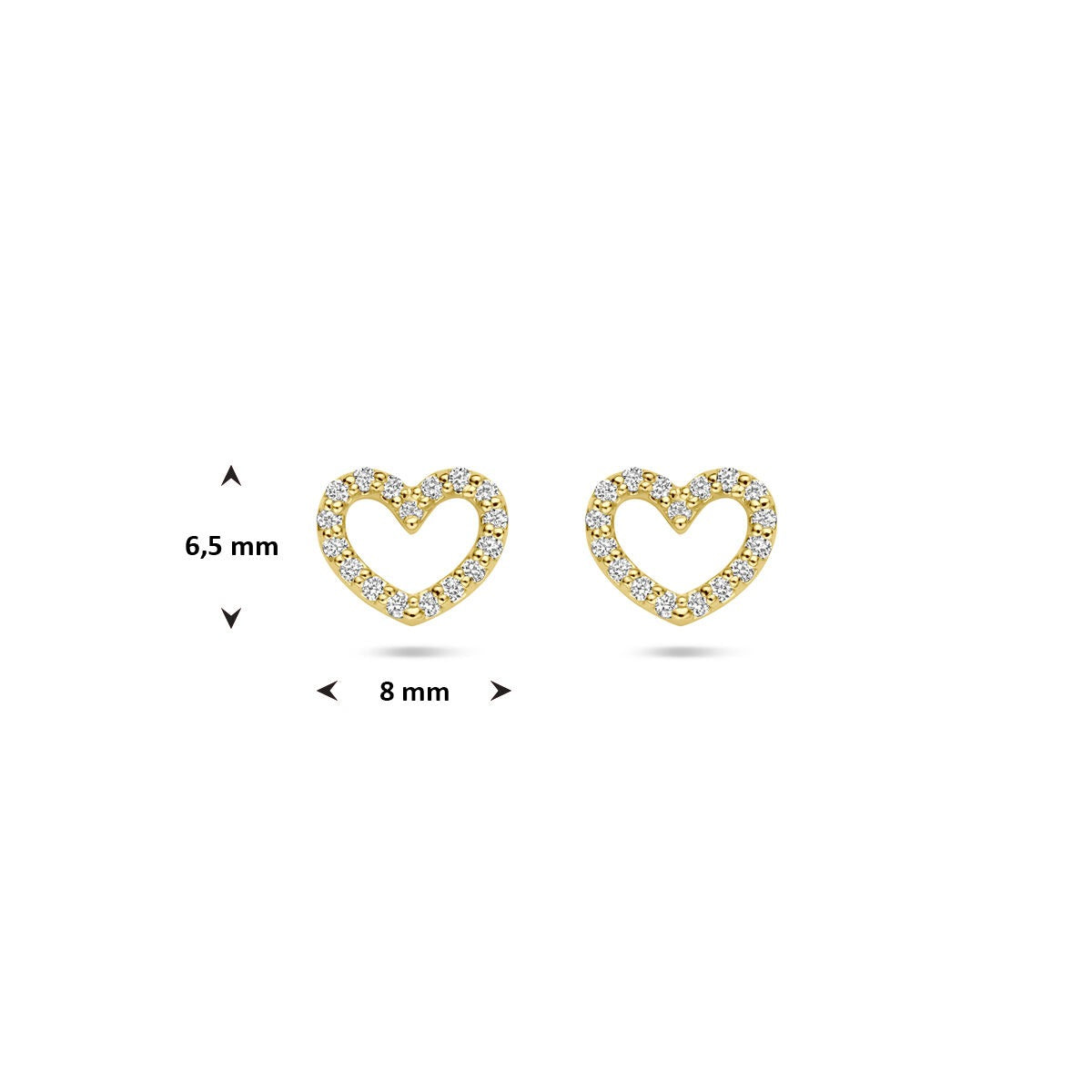 14k Gelbgold Herzohrstecker mit im Labor gezüchtetem Diamanten