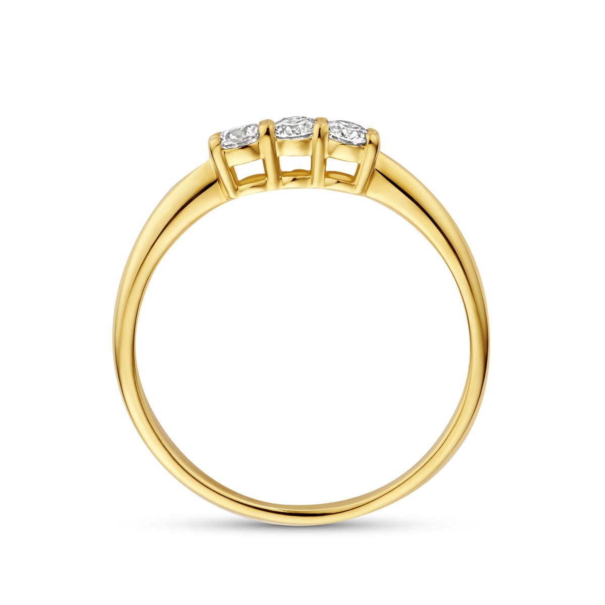 14K Gelbgoldring mit Labor-Diamanten