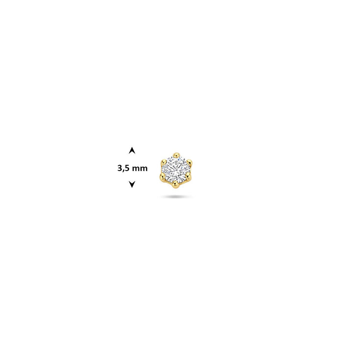 Verguld zilveren flat back piercing met zirkonia 3,5 mm