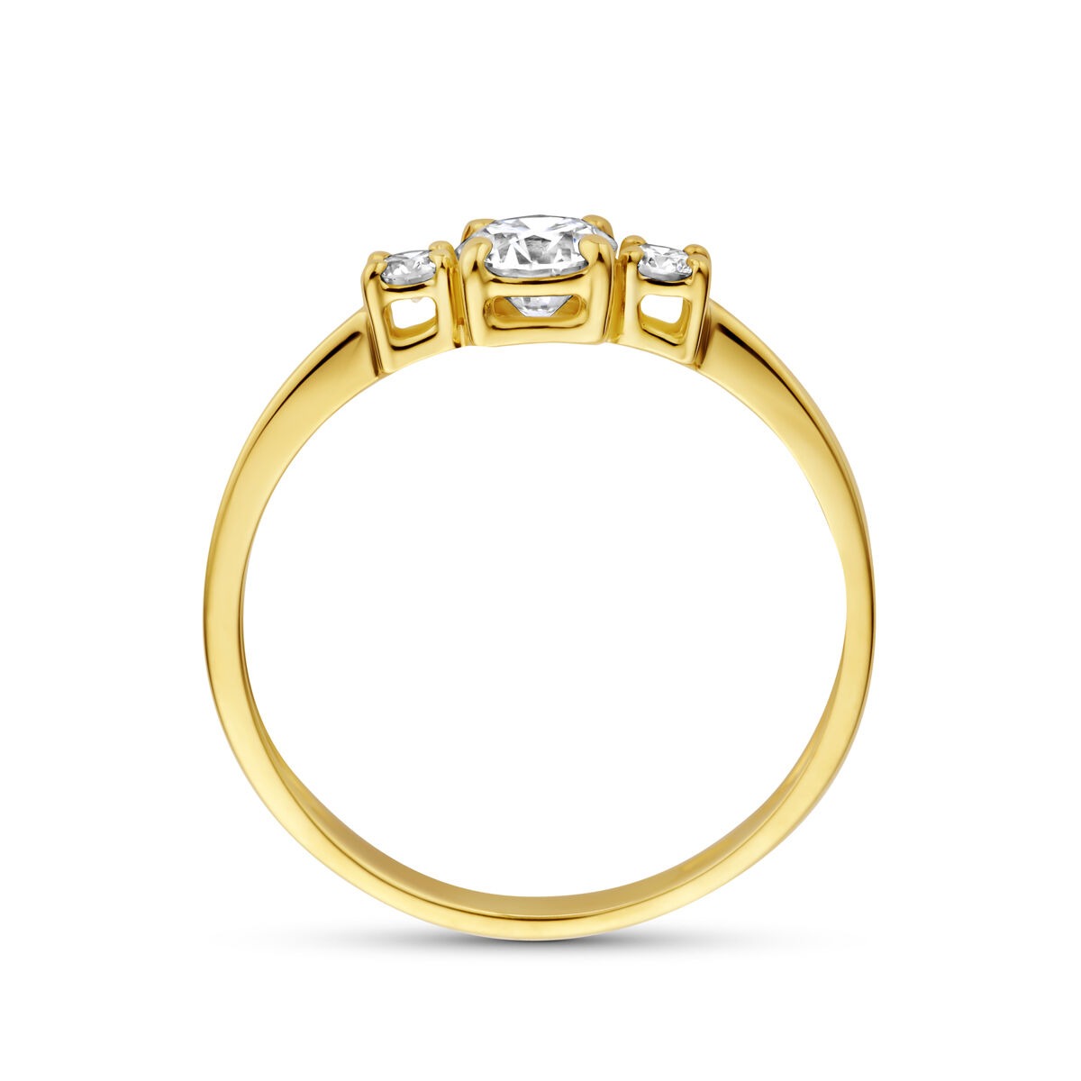 14K Gelbgoldring mit im Labor gezüchtetem Diamanten