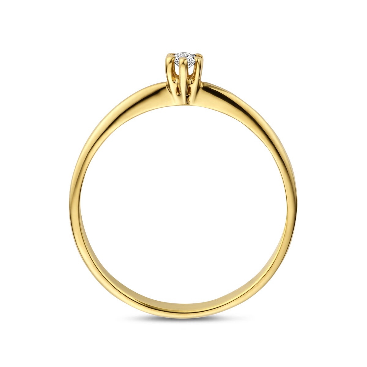 14 Karat Gelbgoldring mit im Labor gezüchtetem Diamant