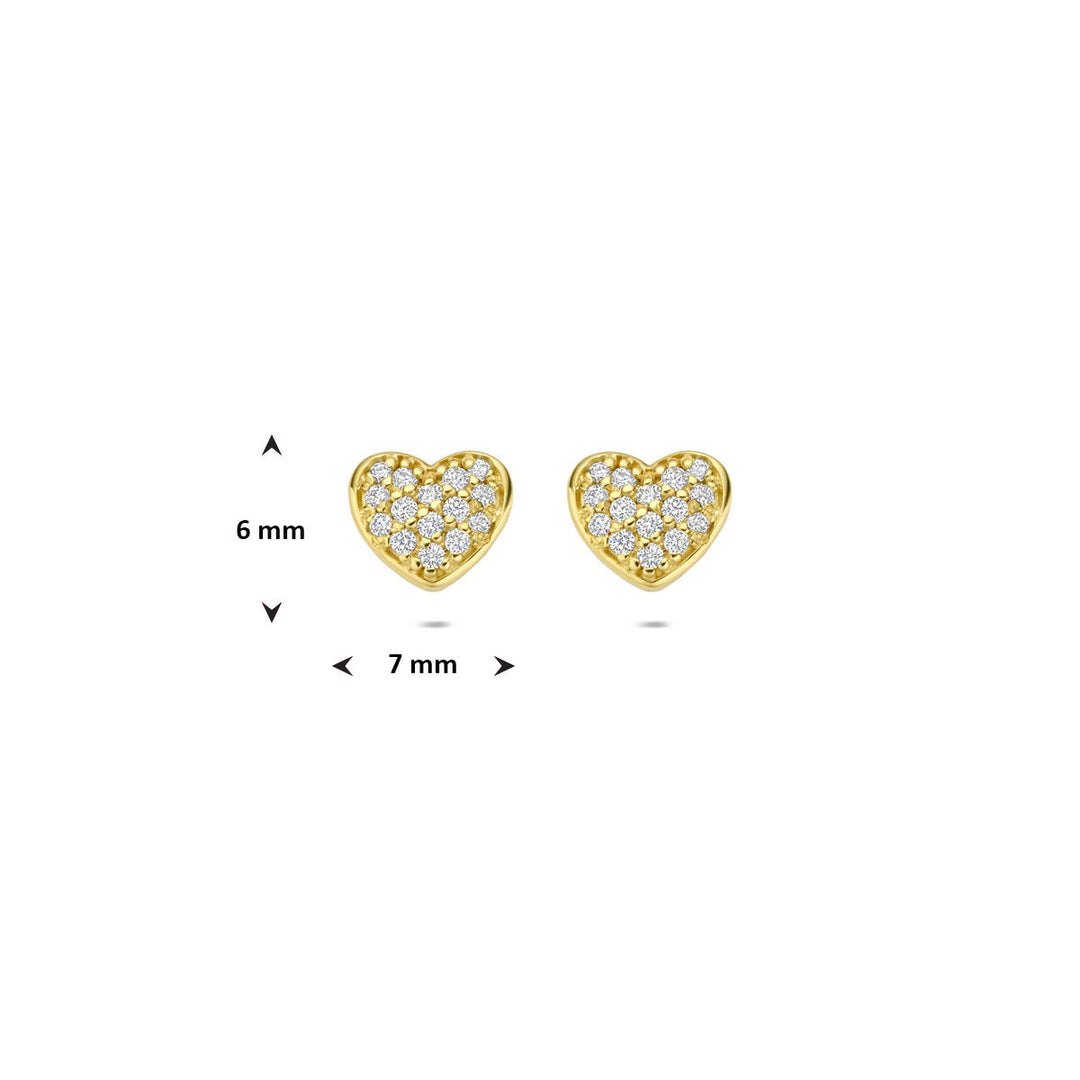 14k Geelgouden oorknopjes met hartje diamant